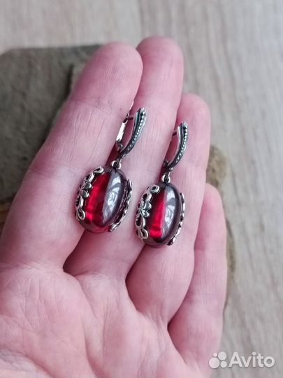 Комплект серебро 925 с гранатом