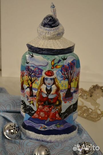 Дед Мороз деревянный ручная роспись