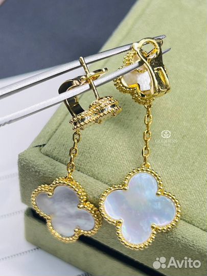 Золотые Серьги Van Cleef Arpels Перламутр
