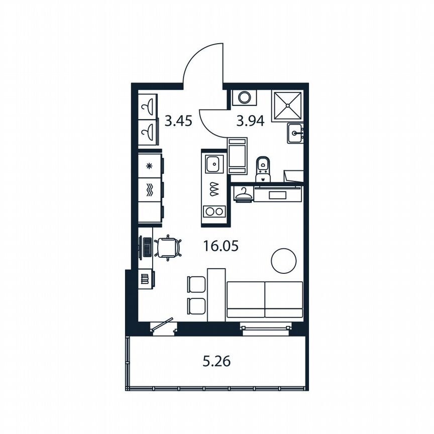 Квартира-студия, 25 м², 12/12 эт.