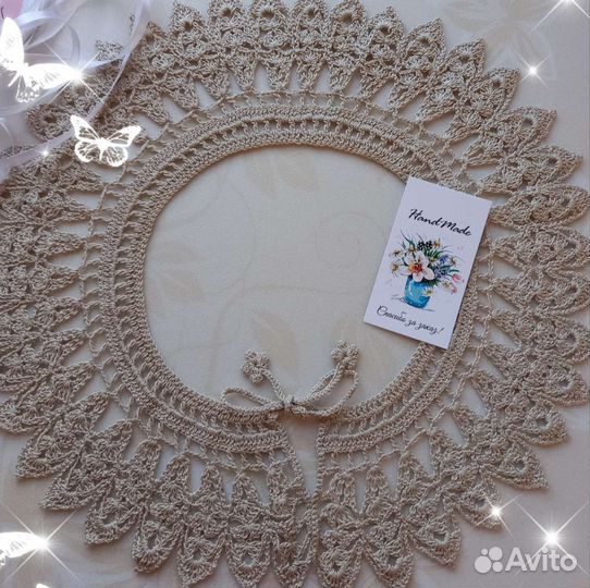 Вязаный ажурный съемный воротник