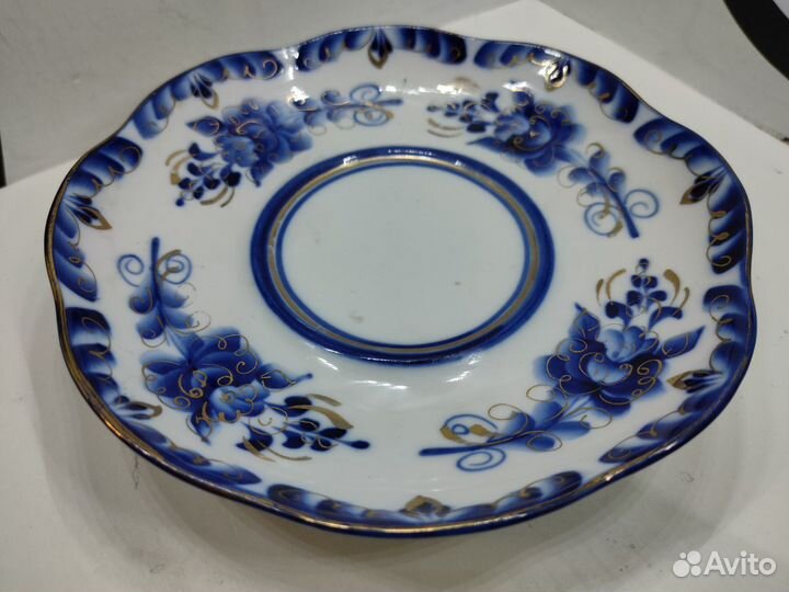 Блюдце среднее СССР с позолотой 17 см