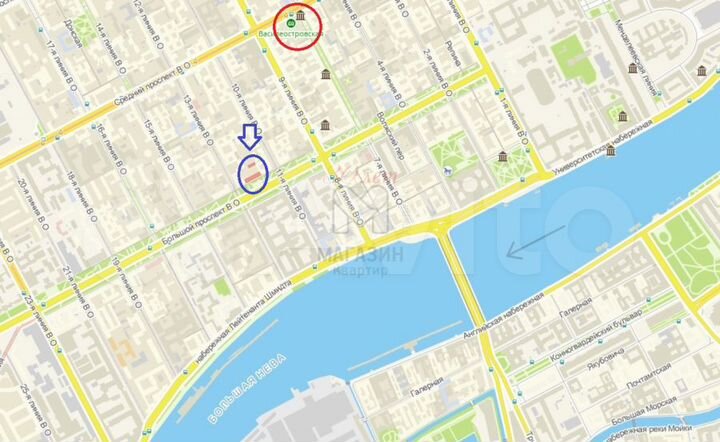 Аренда торгового помещения 478 м2 на В.О