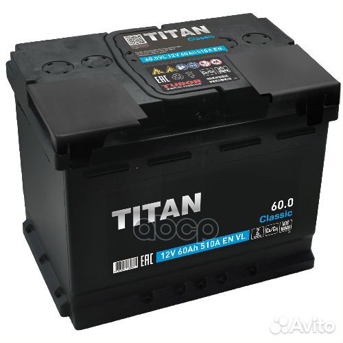 Аккумулятор titan Classic 60 А/ч Обратная 242x1