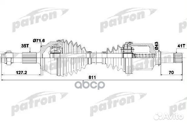 Полуось левая 35X816X41 citroen jumper 2,2 HDI