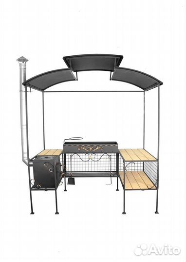 Мангал с крышей / лофт кованый с печью и беседкой