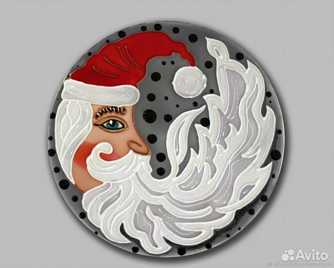 Круглая картина Елка - Елочные грушки СССР