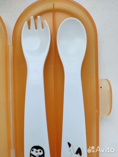 Ложка и вилка Avent в футляре в наборе б/у