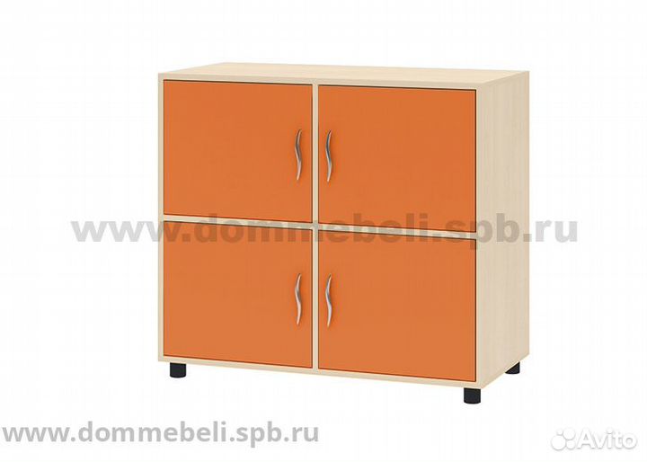 Тумба 4-дв. 7.01 Дельта дуб молочный/оранжевый