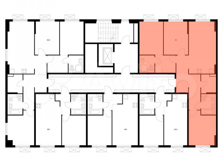 3-к. квартира, 85 м², 8/9 эт.