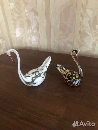 Стеклянные лебеди 2 шт