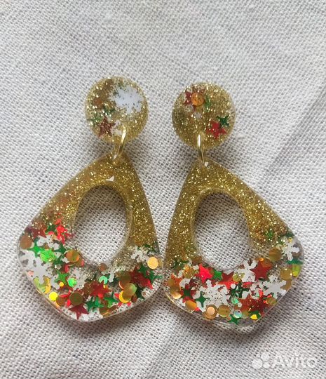 Серьги новогодние блестящие