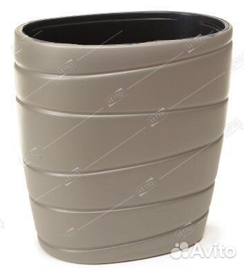 Кашпо пластиковое passa серо-коричневый овальный с