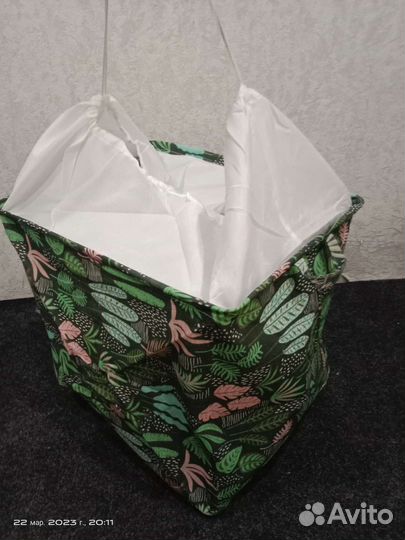 Корзина с ручками для хранения вещей текстильная