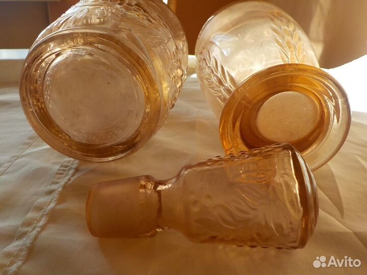 Графин притёртая пробка и Ваза СССР цветное стекло