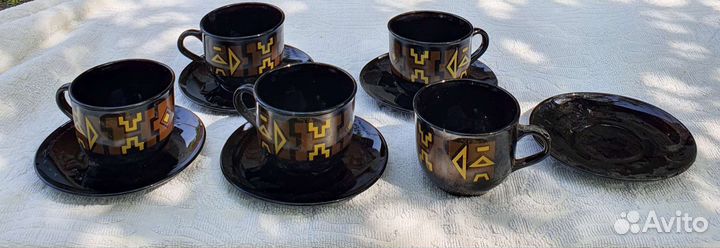 Сервиз чайный чёрное стекло