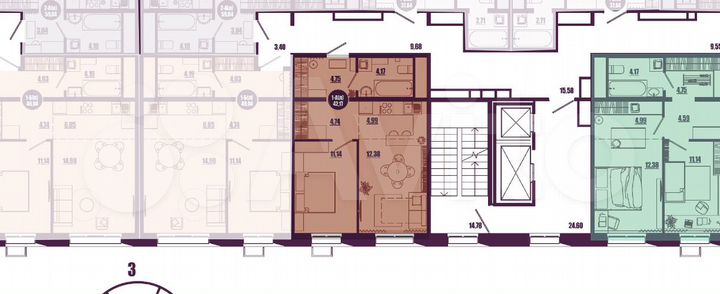 1-к. квартира, 42,3 м², 6/16 эт.