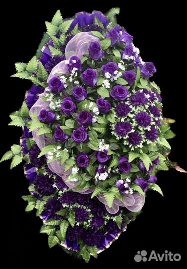 Печать траурной ленты, венки, корзины