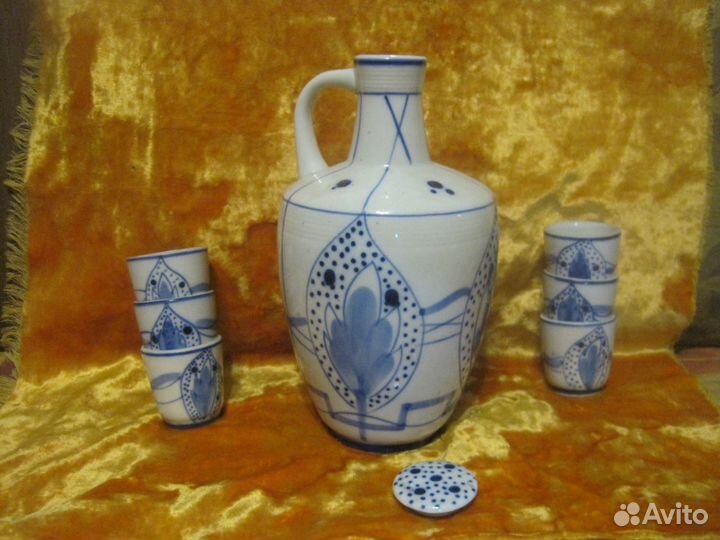 Графин для вина и 6 стопок СССР гжель