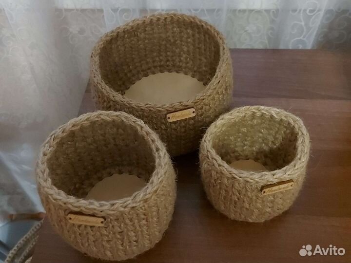 Корзина из джутового шпагата. Набор