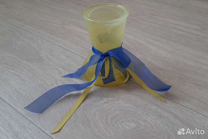 Ваза-подсвечник жёлтая стекло, бу