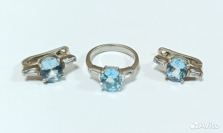 Комплект кольцо и серьги cеребро 925 пр