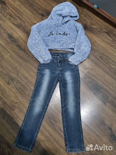 Джинсы и укороченная кофта на 8 лет