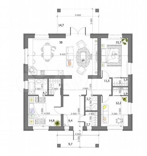 Дом 140 м² на участке 7 сот.