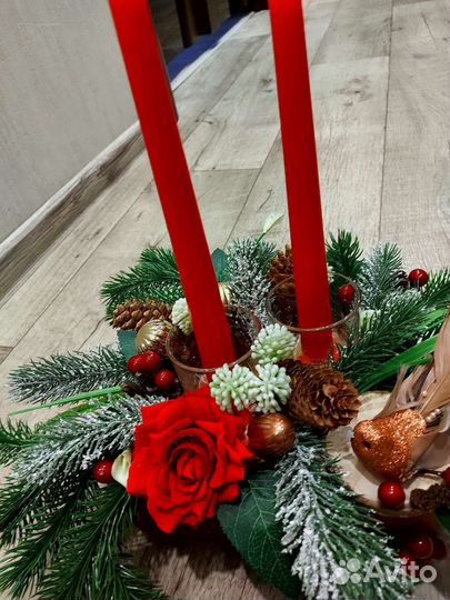 Новогодняя композиция-подсвечник