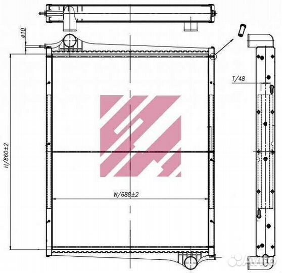 Радиатор Scania с рамкой 860x688x48