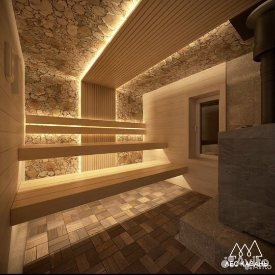 3D визуализация проект бани сауны интерьера