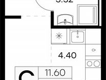 Квартира-студия, 22,8 м², 8/9 эт.