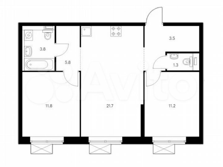 2-к. квартира, 59,1 м², 20/33 эт.