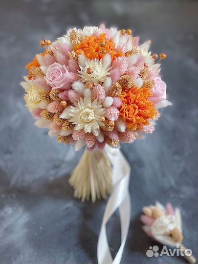 Свадебный букет, букет из сухоцветов