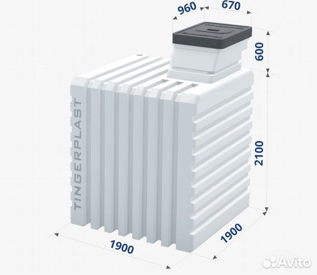 Погреб бесшовный пластиковый Тингард Т-1900