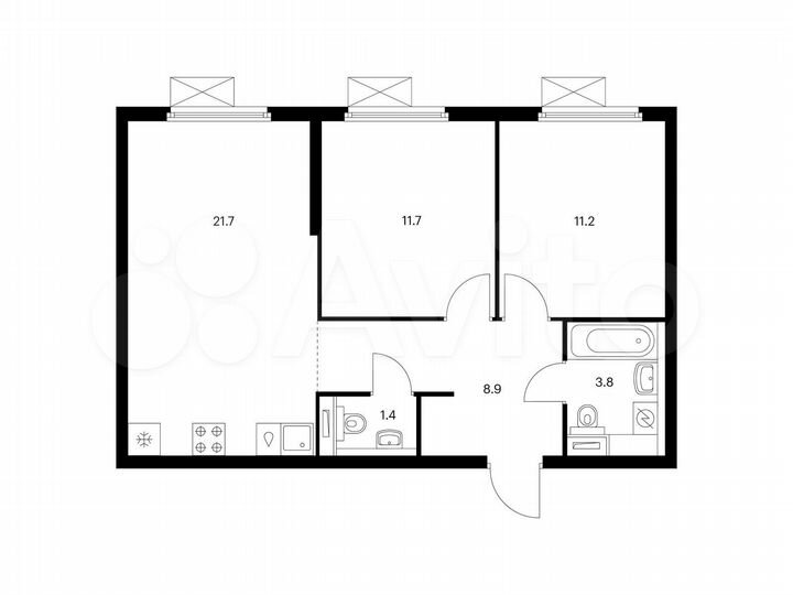 2-к. квартира, 58,7 м², 25/25 эт.