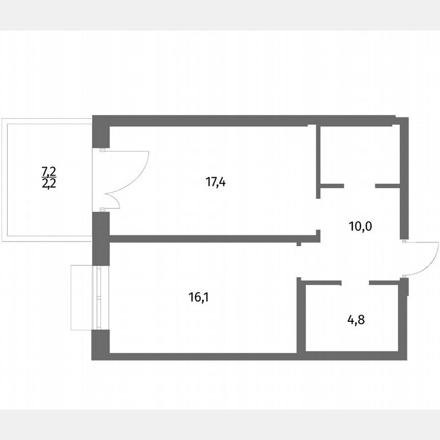 1-к. квартира, 50,5 м², 1/6 эт.