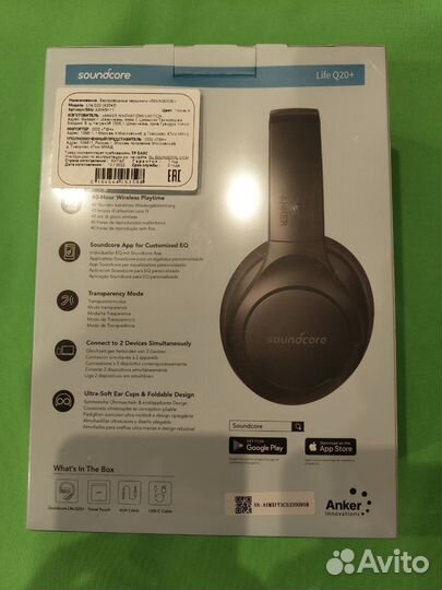 Беспроводные наушники anker soundcore q20+