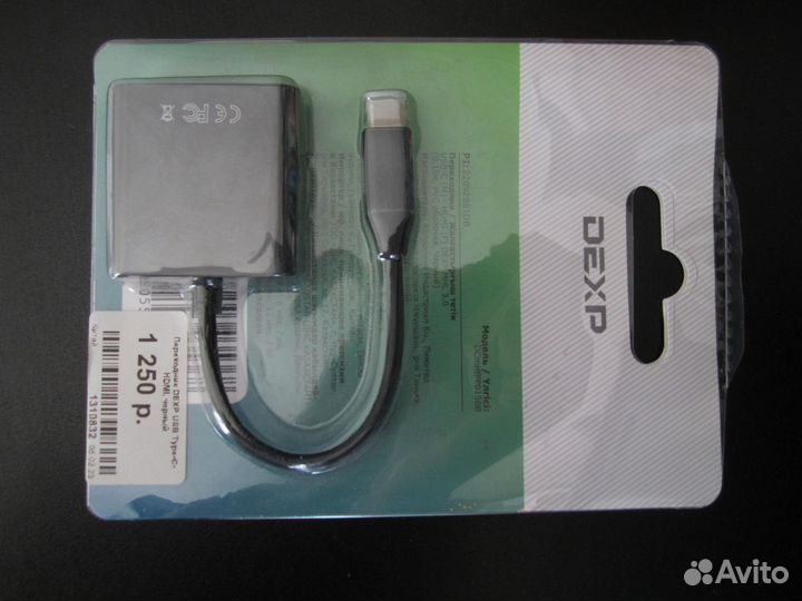 Переходник dexp USB Type-C-hdmi, чёрный