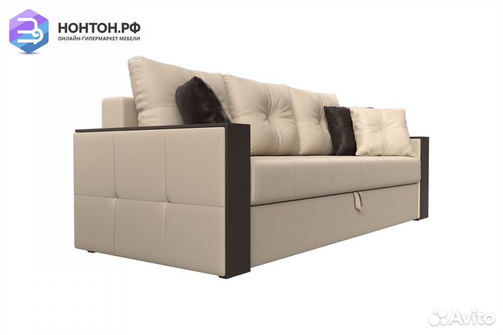 Диван еврокнижка Валенсия экокожа бежевая
