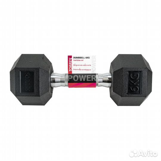 Гантель torres 6 кг, PL51906, металл в