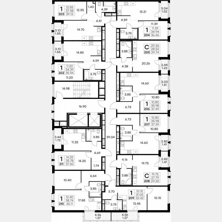 1-к. квартира, 39,1 м², 7/15 эт.