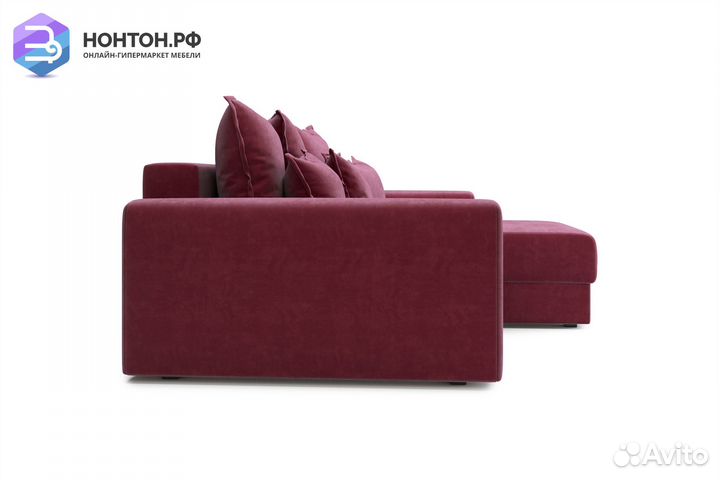 Диван угловой тик-так Омега бордовый