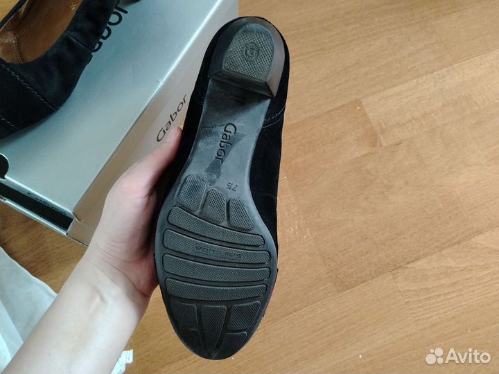 Туфли замшевые чёрные gabor 41