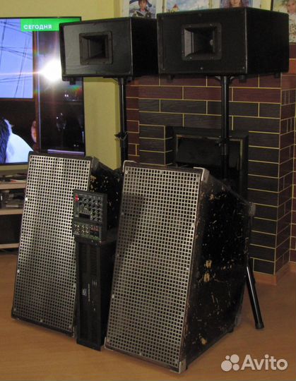 Колонки F.Audio 4200W Рупоры Усилок Микшер Штативы