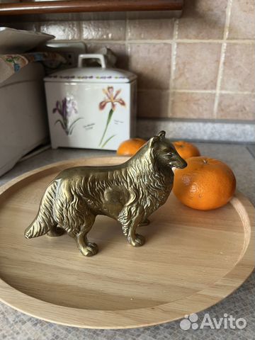 Колли, массивная статуэтка из латуни