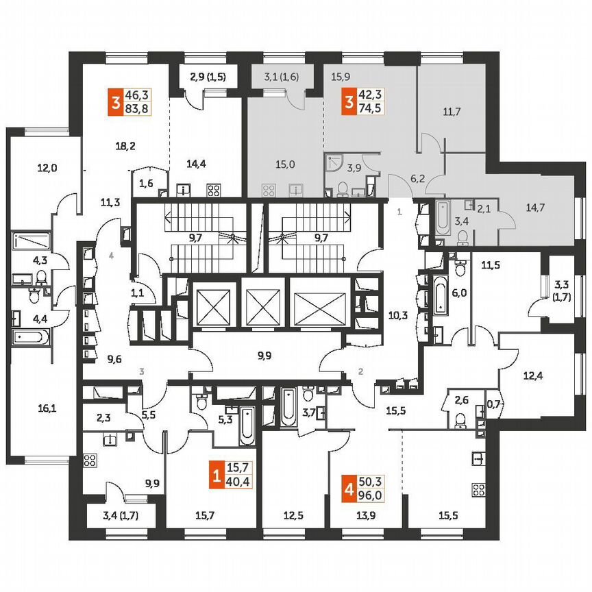 2-к. квартира, 74,5 м², 23/23 эт.