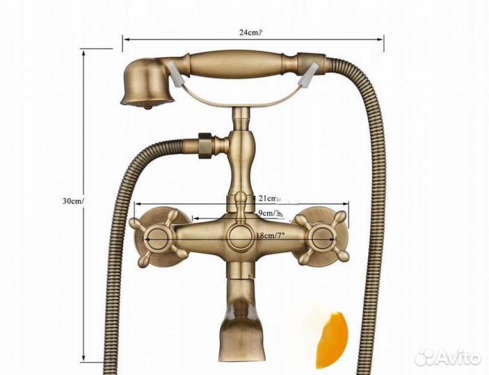 Смеситель ретро с керамикой латунь для ванны