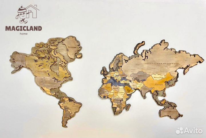 Деревянная карта мира
