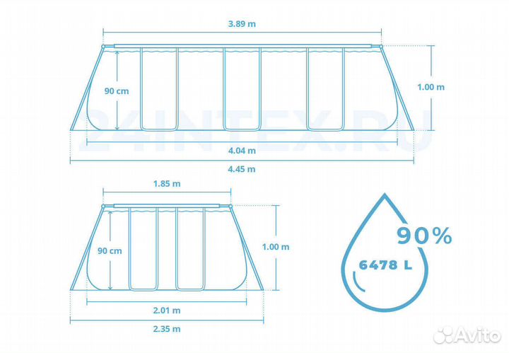 Каркасный прямоугольный бассейн